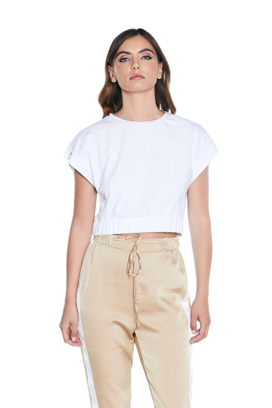 短款 STENLERS T-Shirt 和服半袖加穿孔金字加弹力