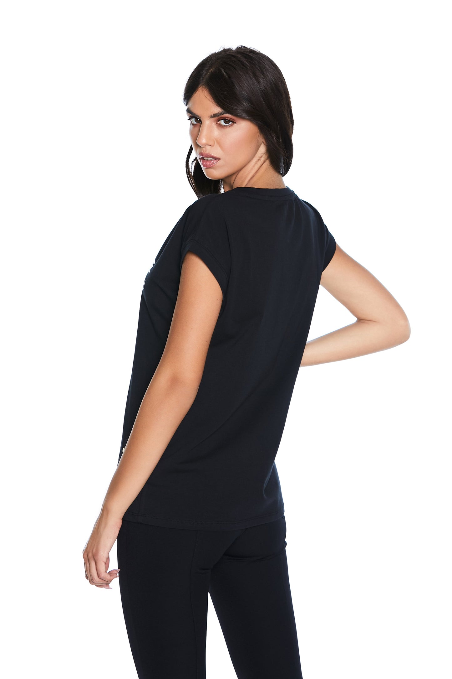 半袖 NYUROF T 恤带离线印花加饰钉