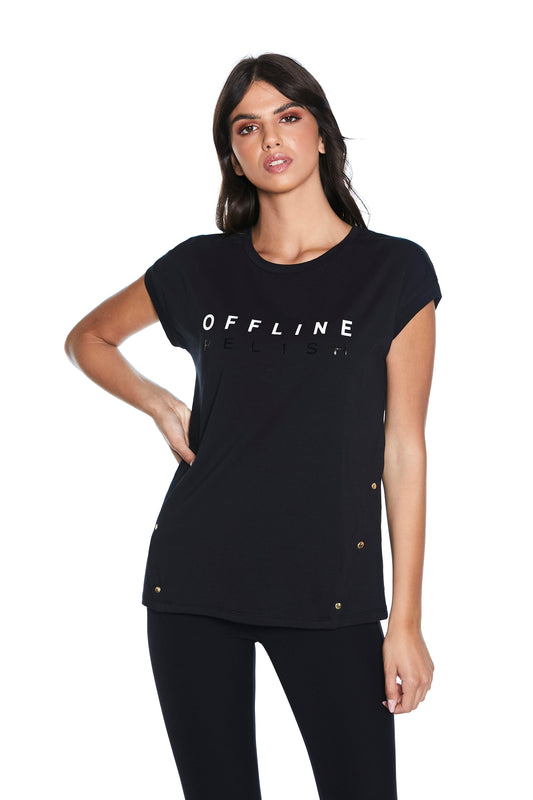 半袖 NYUROF T 恤带离线印花加饰钉