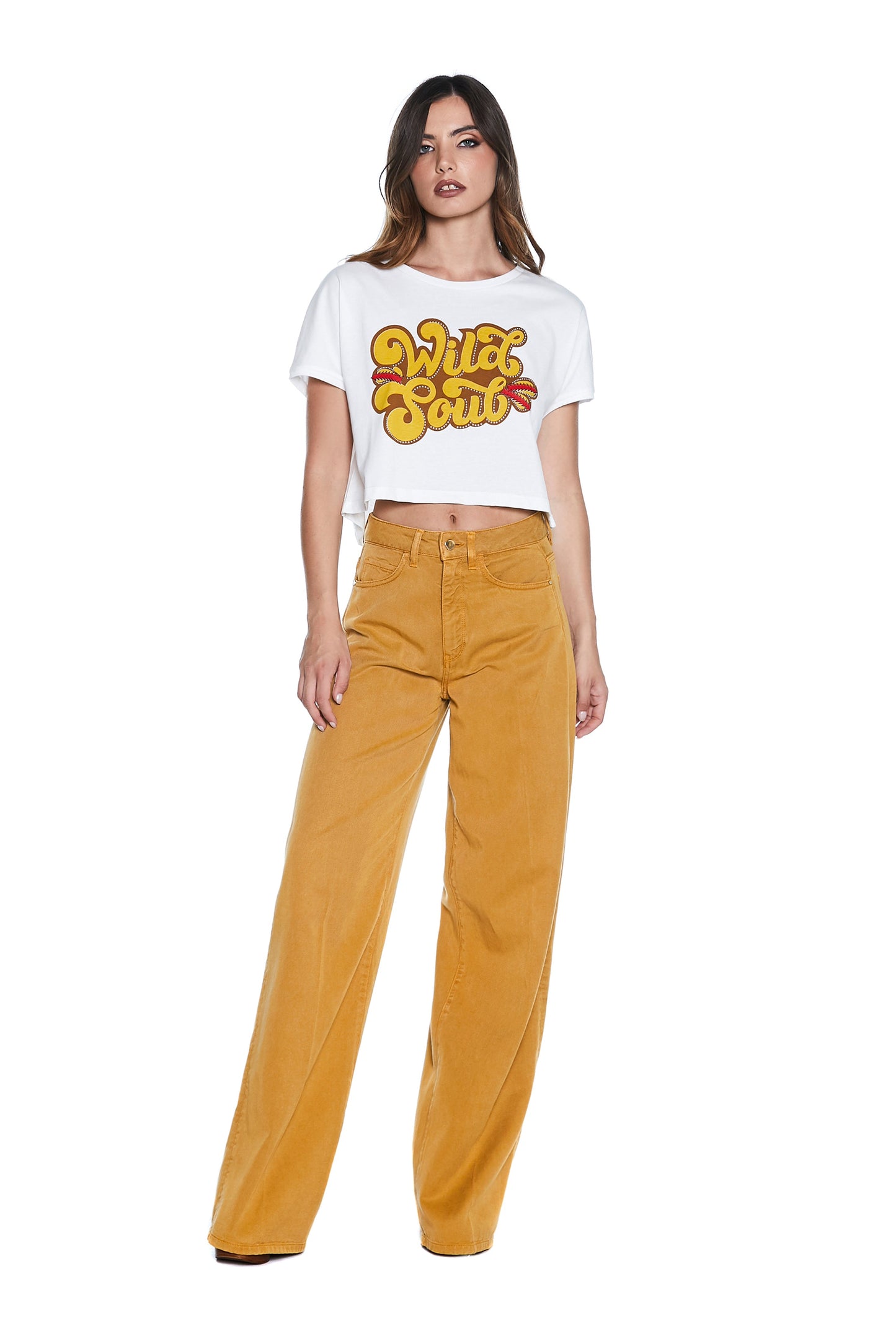 THINGHERS 狂野灵魂印花加铆钉短袖 T 恤