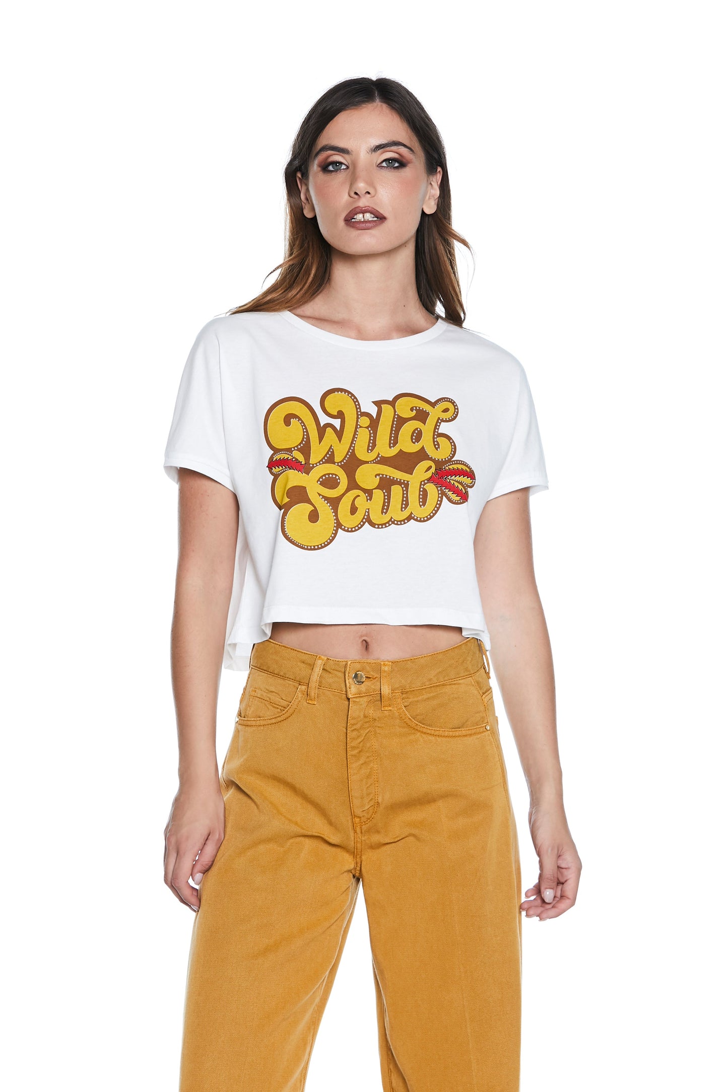 THINGHERS 狂野灵魂印花加铆钉短袖 T 恤