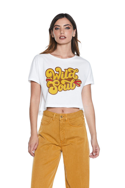 THINGHERS 狂野灵魂印花加铆钉短袖 T 恤