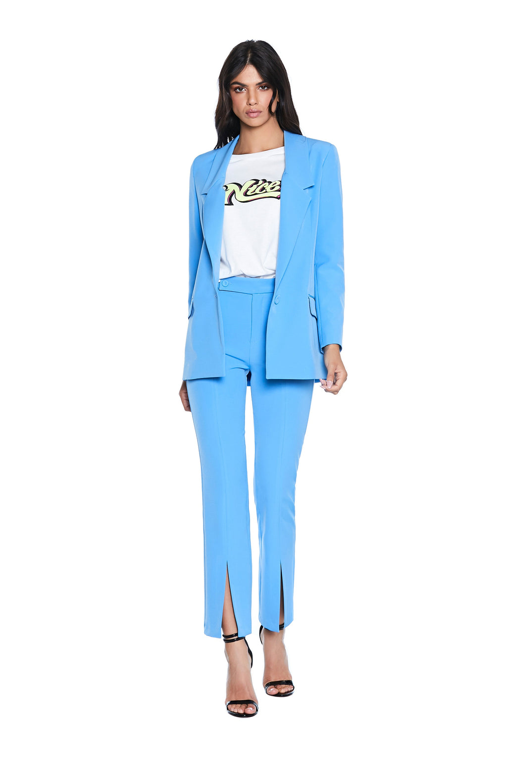 NICERY 半袖 V 领 T 恤，带有漂亮的闪光印花