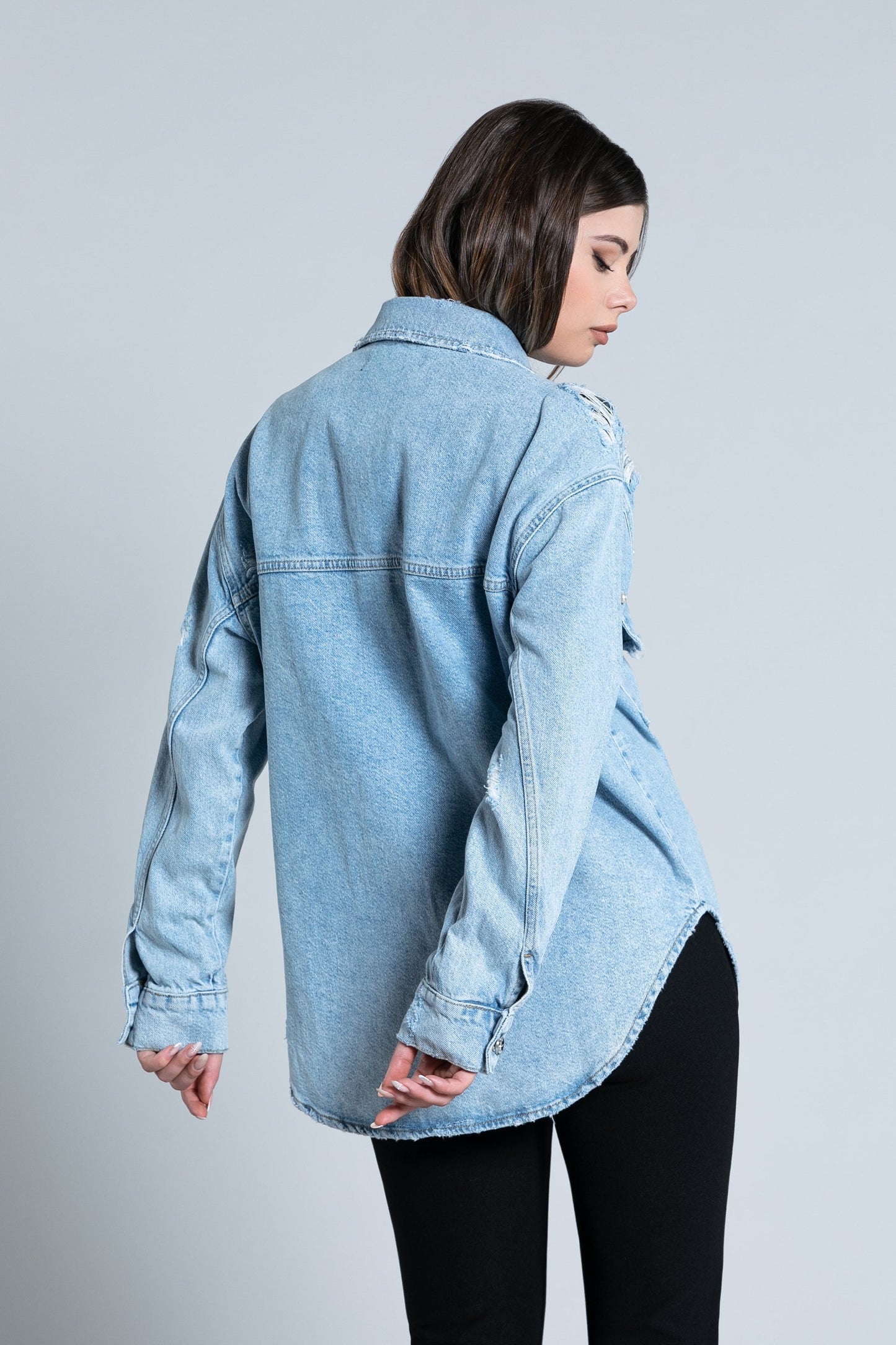 ZARELO 长袖衬衫，饰有珍珠装饰