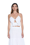 Crop-Top BONNI sc.cuore 配胸带，底部有荷叶边，褶皱效果