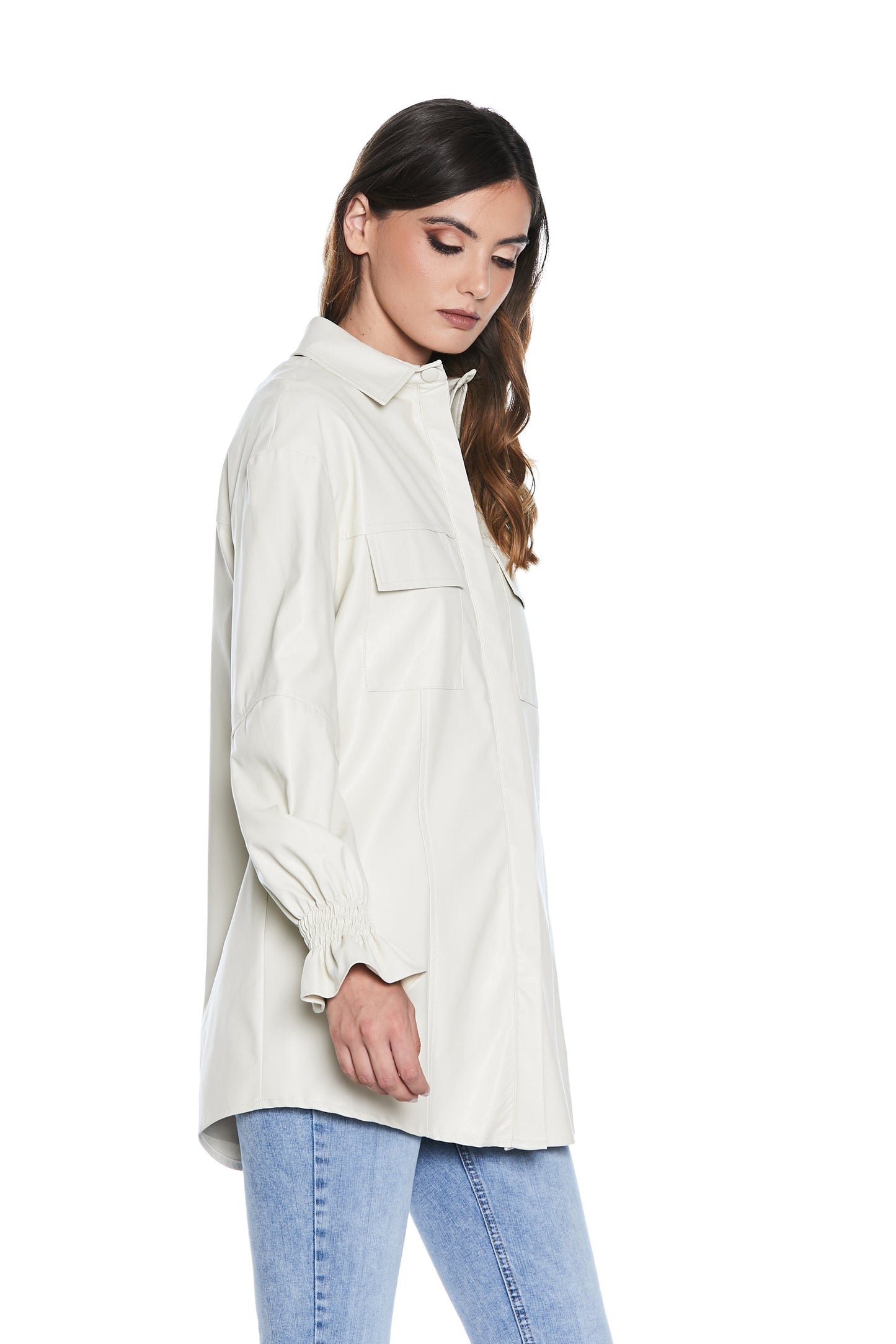 RONNY 长袖衬衫/夹克，带 p.smock 和人造皮口袋