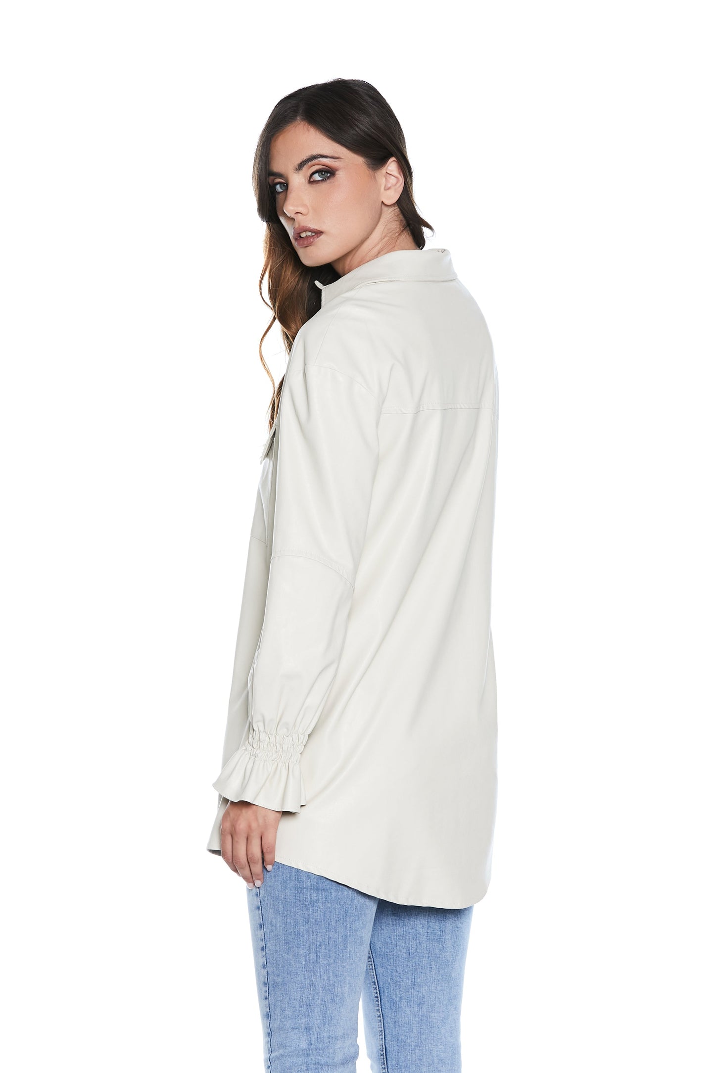 RONNY 长袖衬衫/夹克，带 p.smock 和人造皮口袋