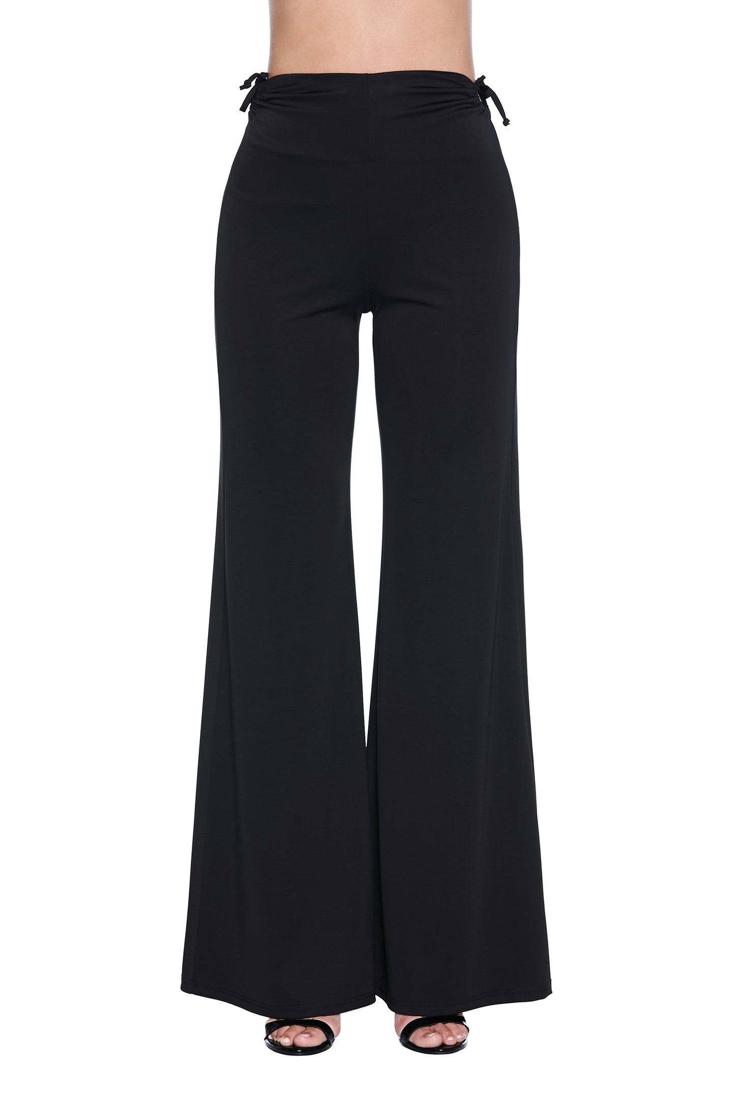 TIGAN 高腰阔腿裤，两侧有垂坠加抽绳