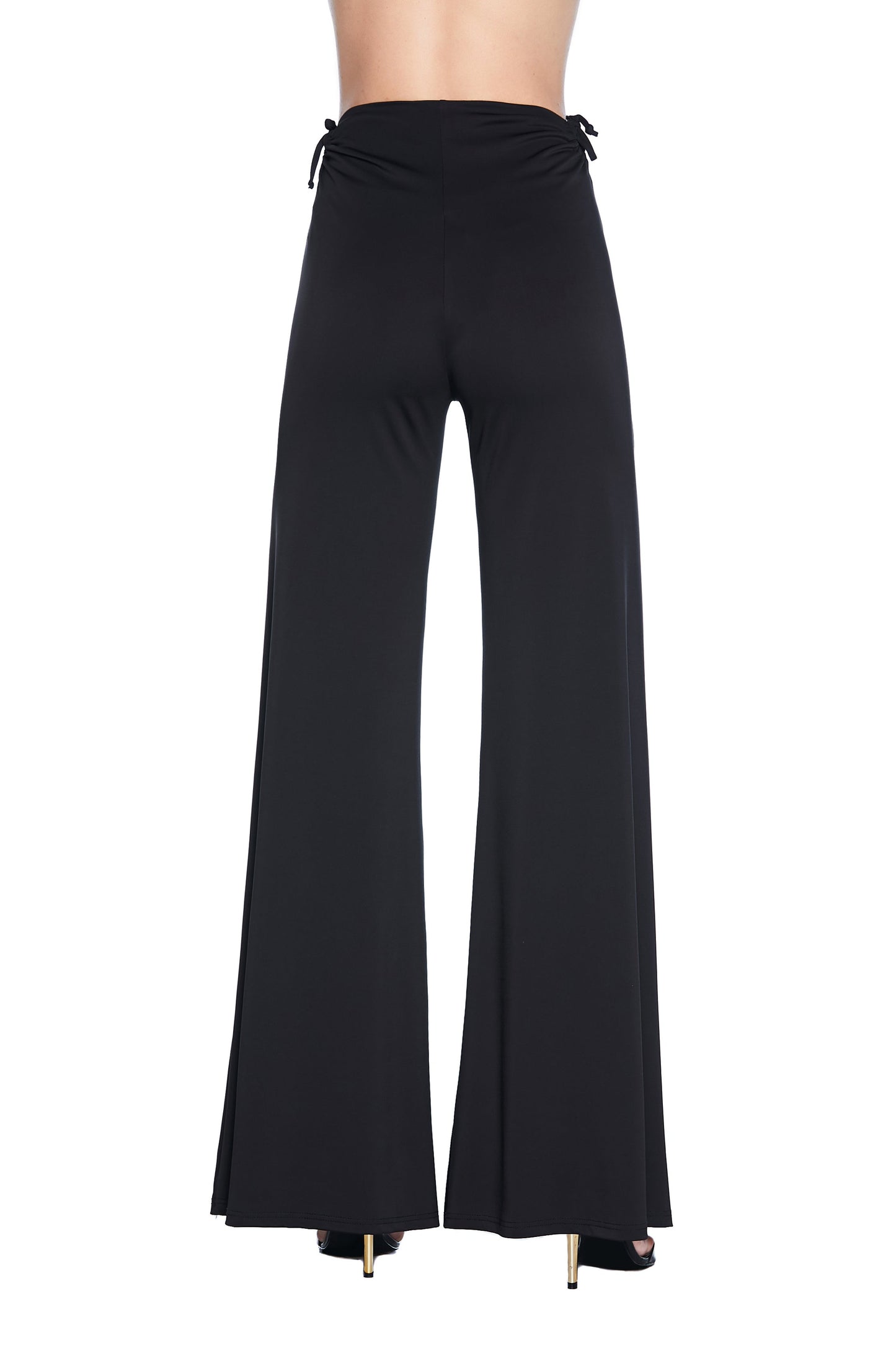 TIGAN 高腰阔腿裤，两侧有垂坠加抽绳