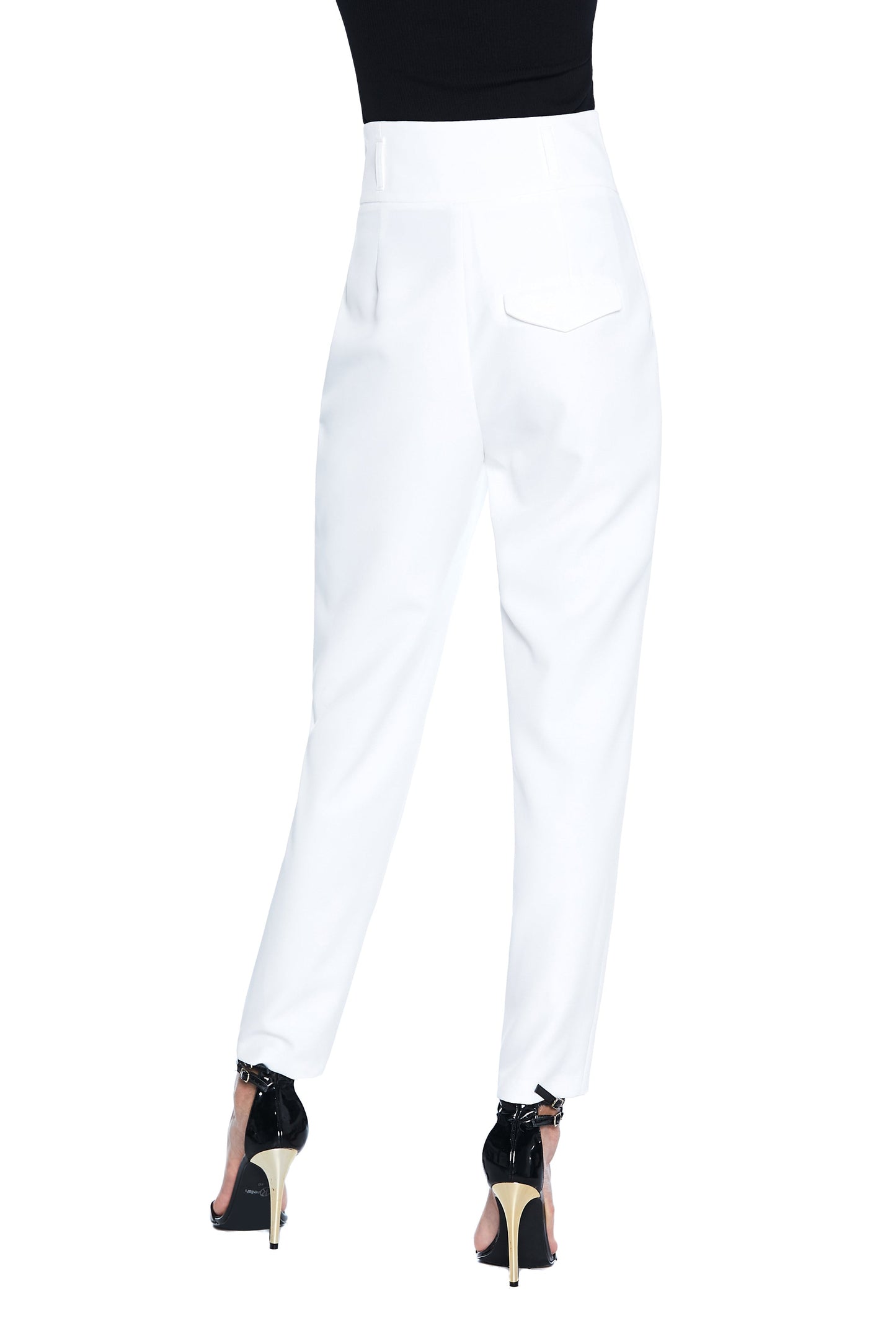 VRET 高腰长裤，搭配燕尾服紧身上衣加腰带加口袋