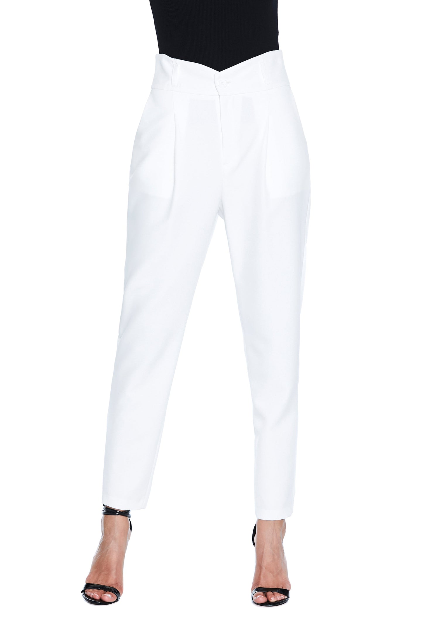 VRET 高腰长裤，搭配燕尾服紧身上衣加腰带加口袋