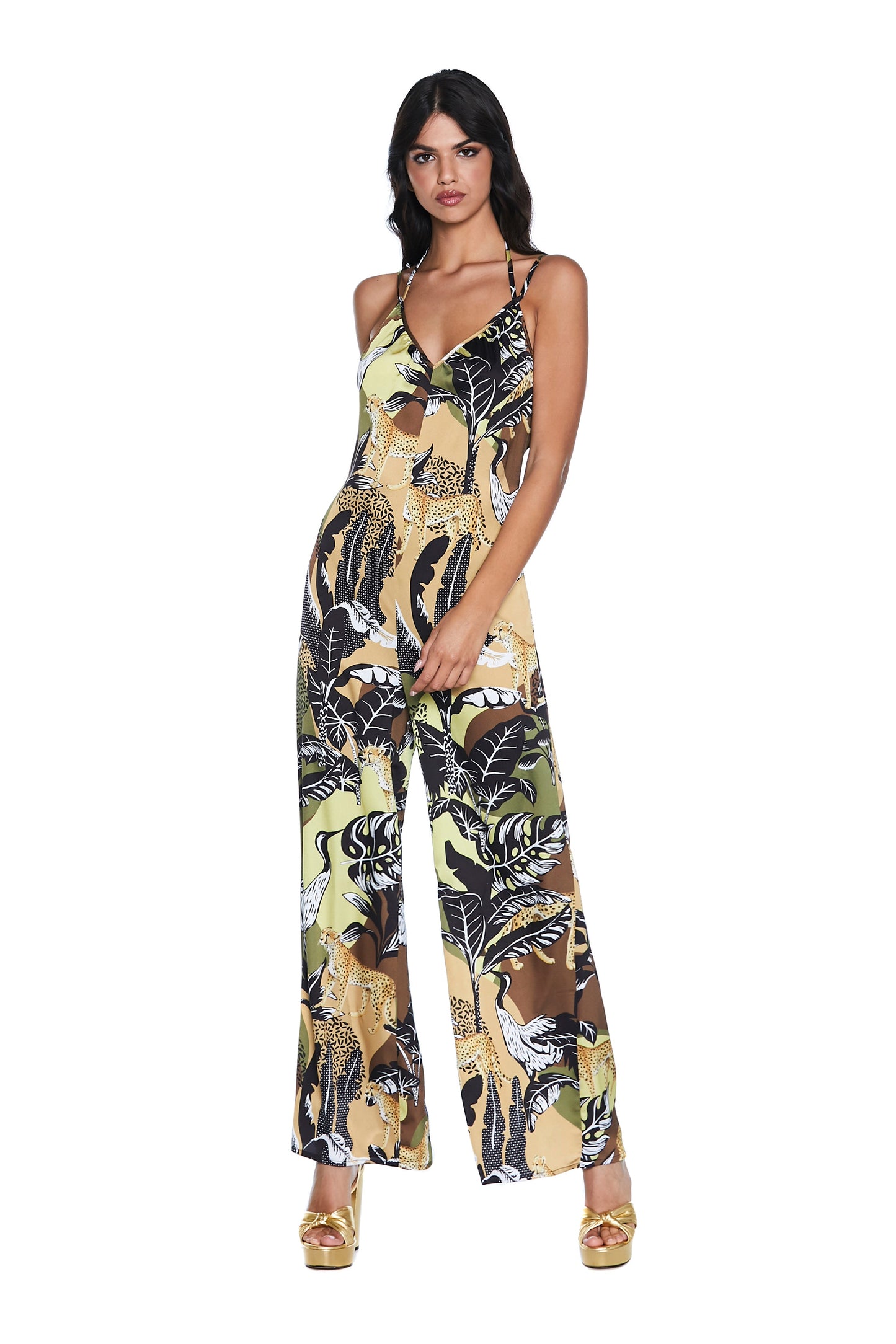 S/M 长款 NEPTUNIA 丛林图案蕾丝连衣裤