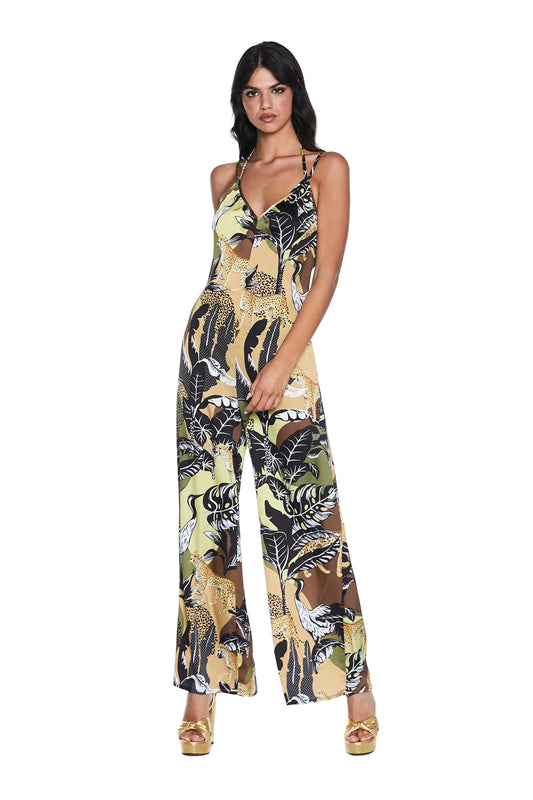 S/M 长款 NEPTUNIA 丛林图案蕾丝连衣裤