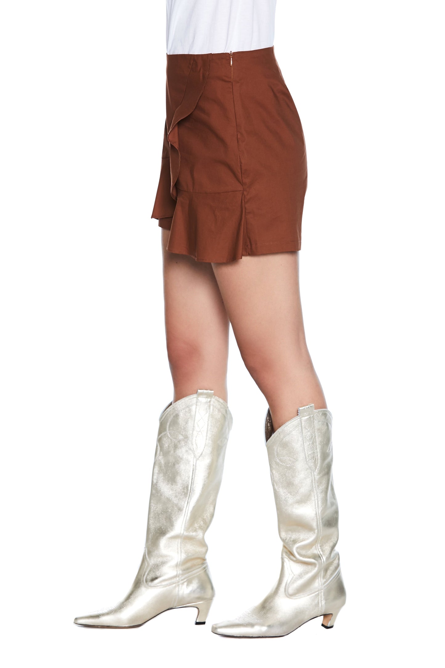 WEST 荷叶边效果短裤高腰裙