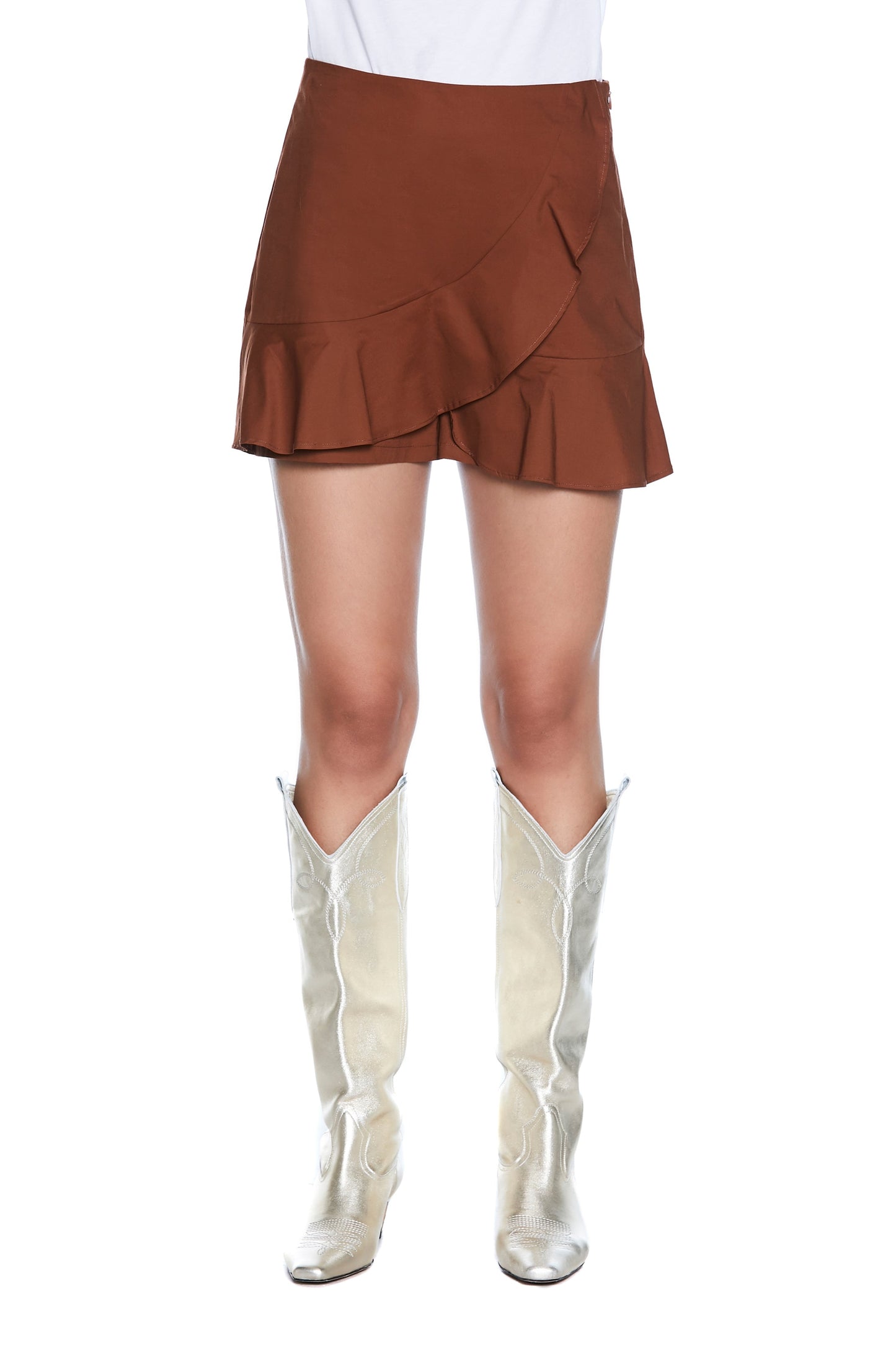 WEST 荷叶边效果短裤高腰裙