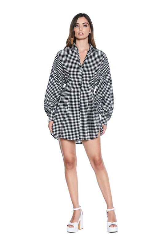 SEFFAS 维希褶皱短款长袖化学连衣裙