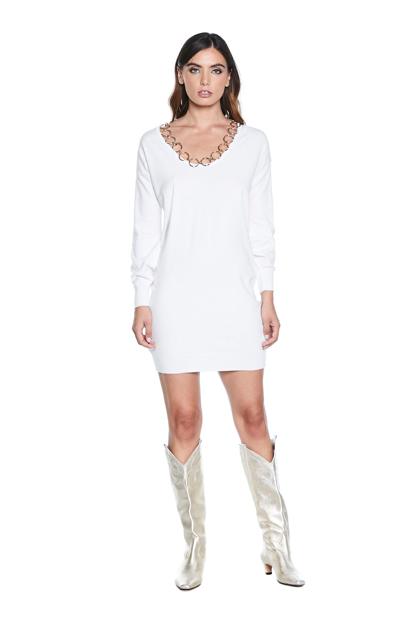 RINGSTER 短裙长袖宽领口带戒指应用