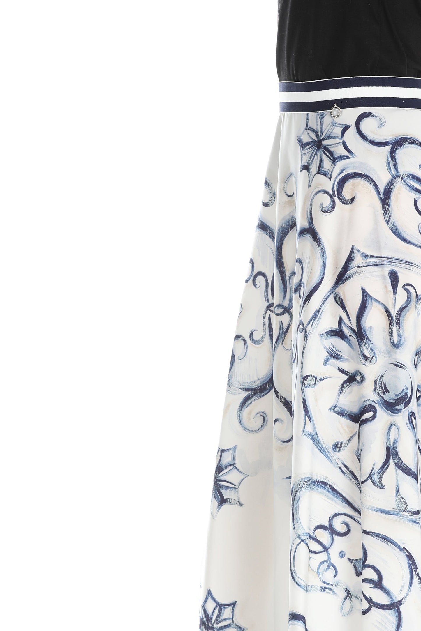 RONDE 珐琅印花中长圆形半身裙