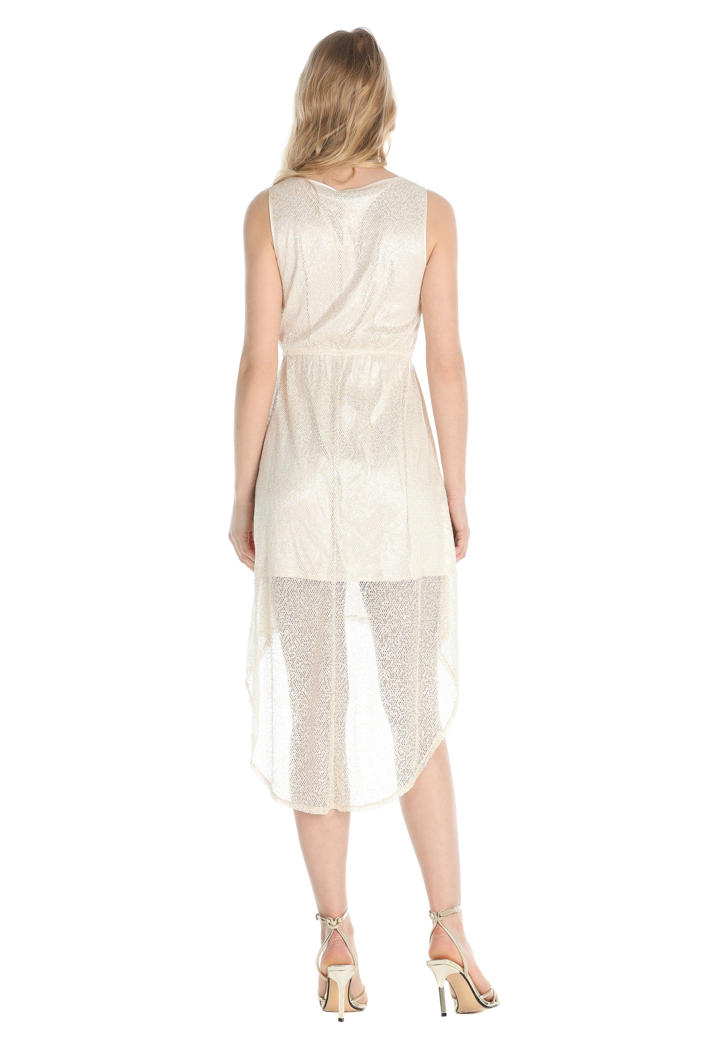 不对称底部 NEIGE 无袖金属丝面料连衣裙