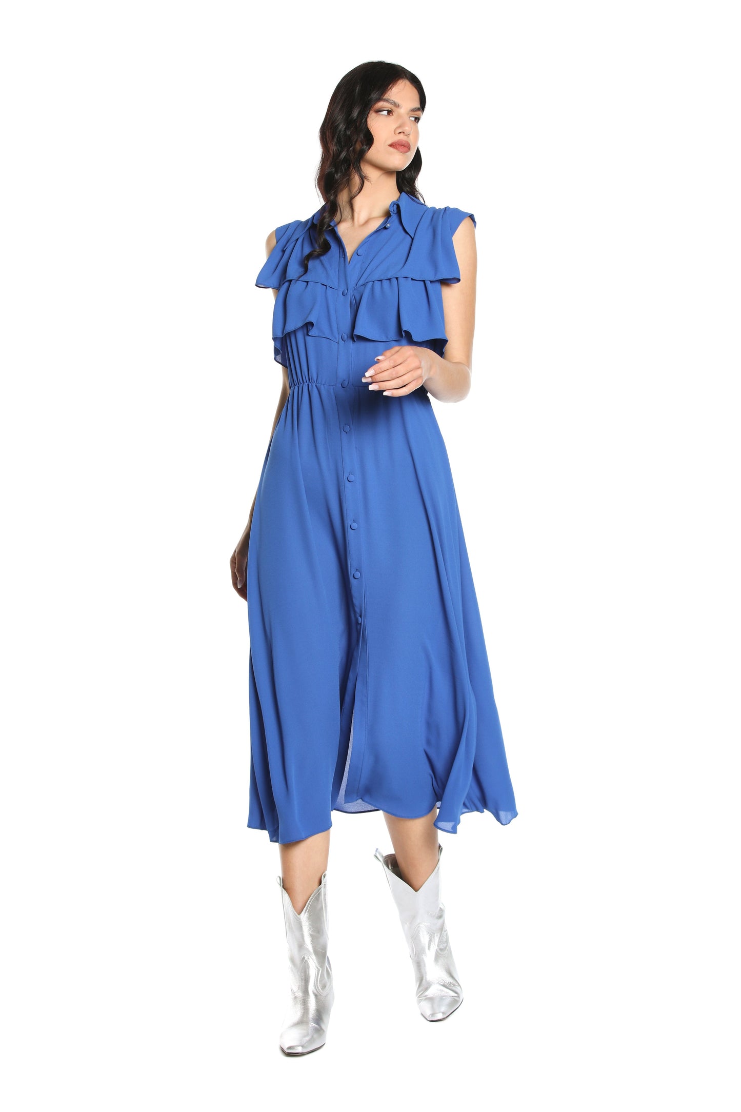 WALSH 荷叶边中长连衣裙