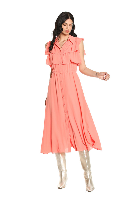 WALSH 荷叶边中长连衣裙