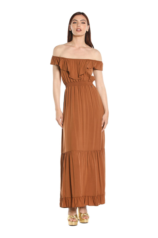 MENOTAX 长半袖翻盖连衣裙，带荷叶边加褶皱加 p.smock