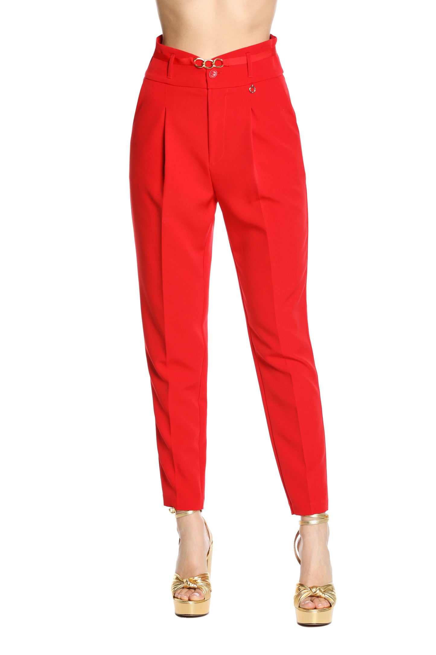 VRET 高腰长裤，搭配燕尾服紧身上衣加腰带加口袋