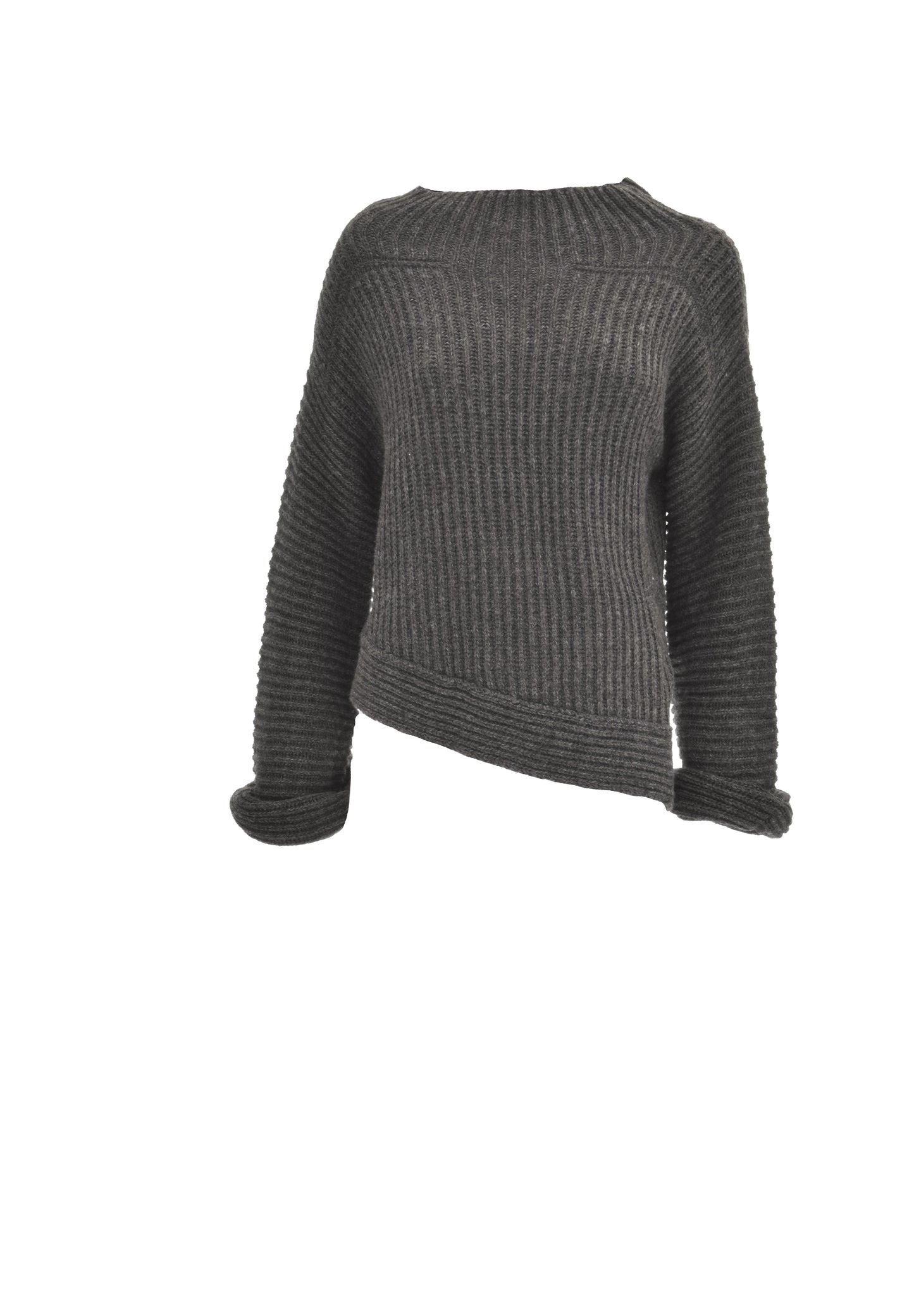 ZOGRAF 火山领毛衣配胸针长袖宽不对称下摆