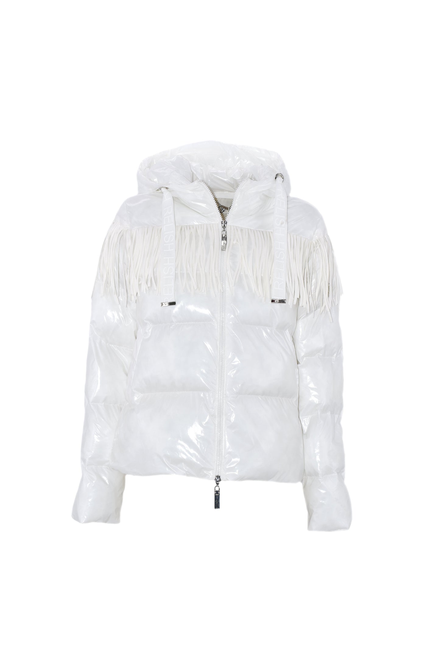 TURVYEDIN 短款长袖羽绒服连帽加抽绳加流苏