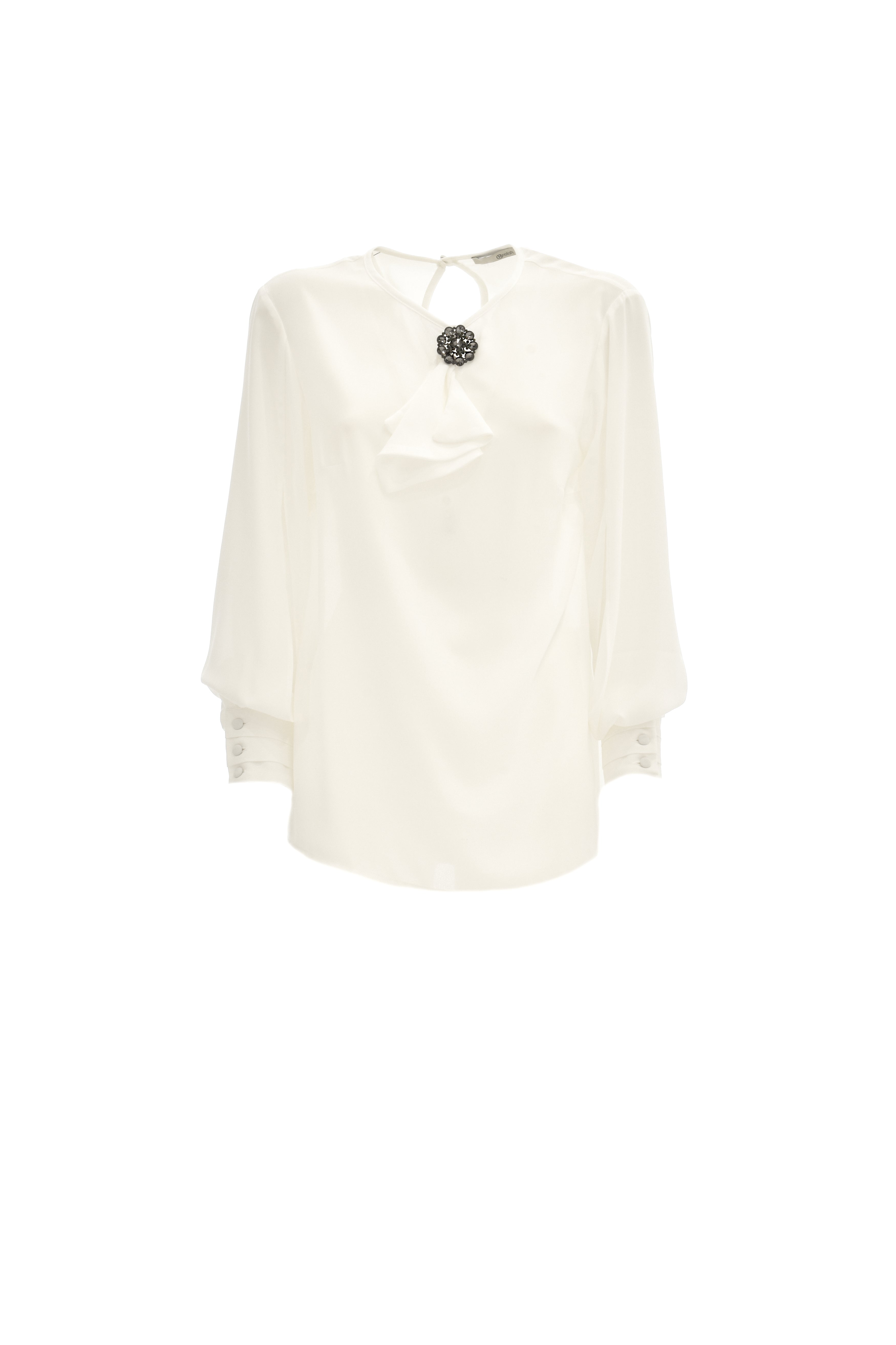 FIOKKI 长袖衬衫，饰有宝石、落肩和开衩袖