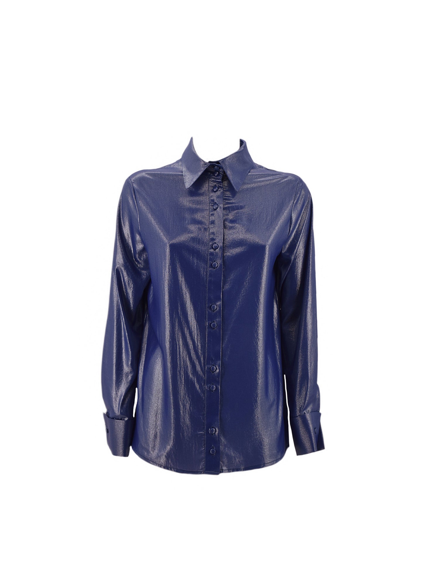 SATIVA 长袖衬衫，翻边袖口加纽扣和涂层链条