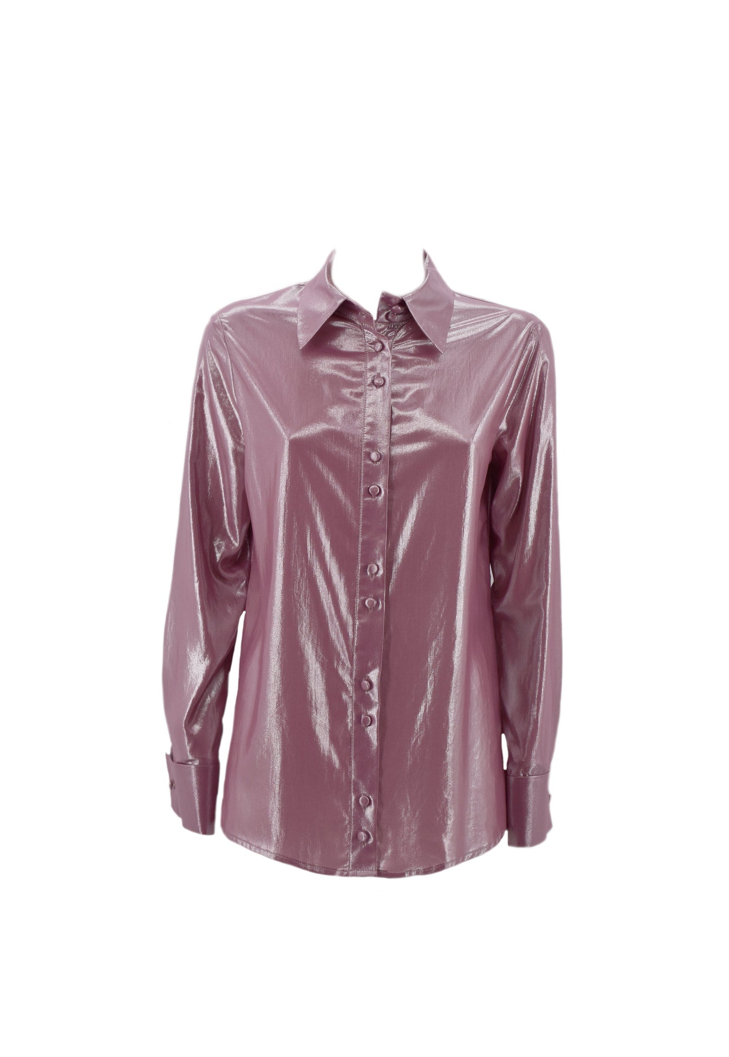 SATIVA 长袖衬衫，翻边袖口加纽扣和涂层链条