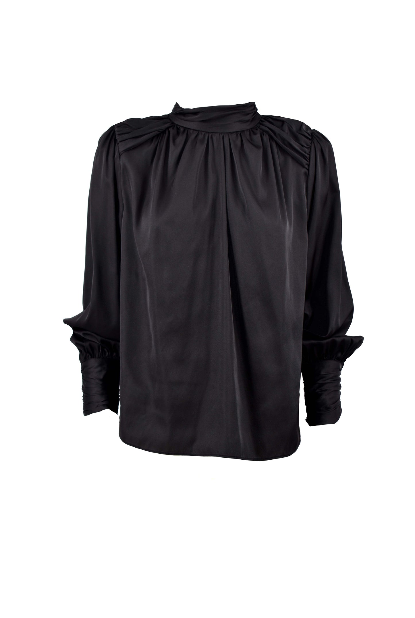 SOLYN 衬衫长袖衣领加袖口带褶皱加金色纽扣后背