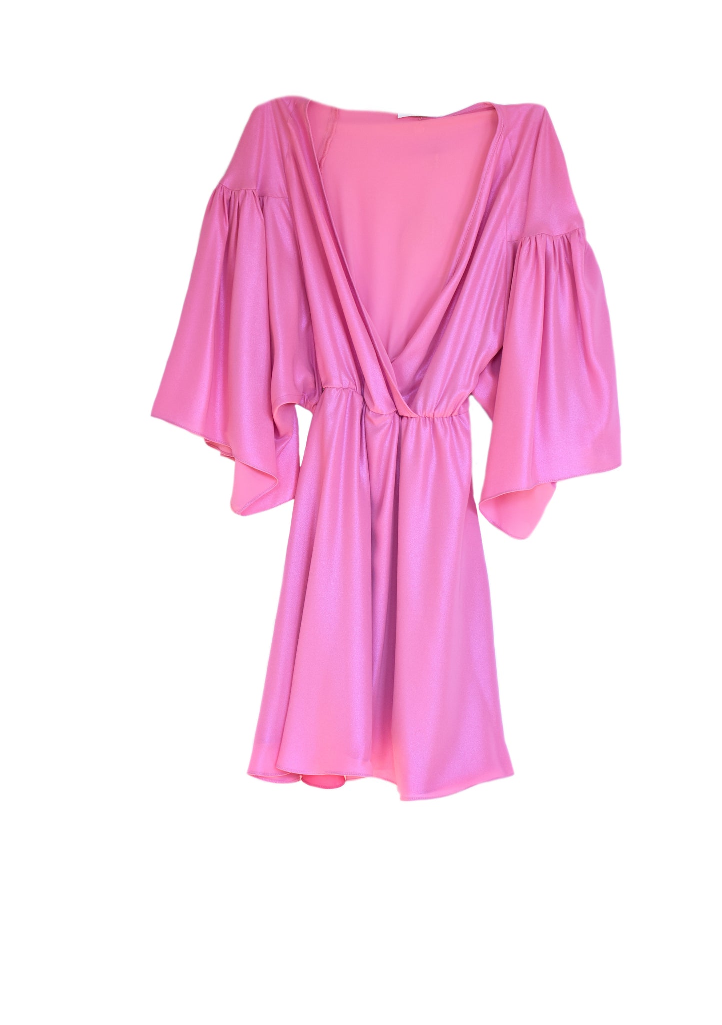 SHASTA 短款蝙蝠袖卷边涂层面料短裙