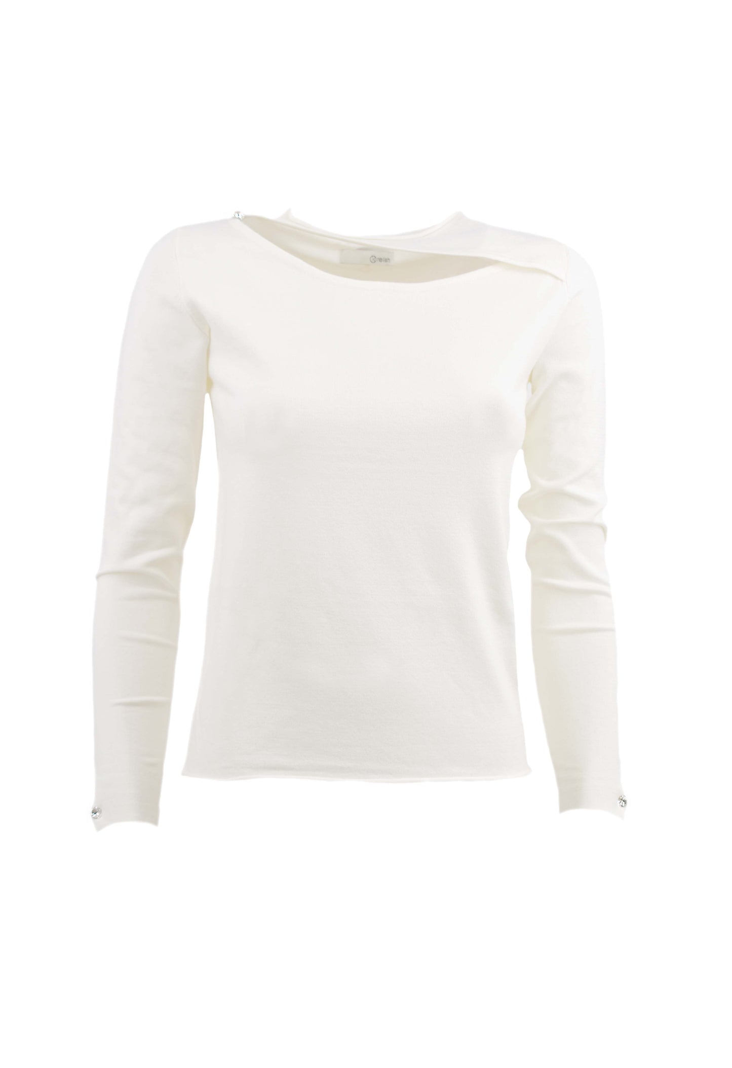 SIGAS 长袖毛衣，宝石纽扣领口带舷窗