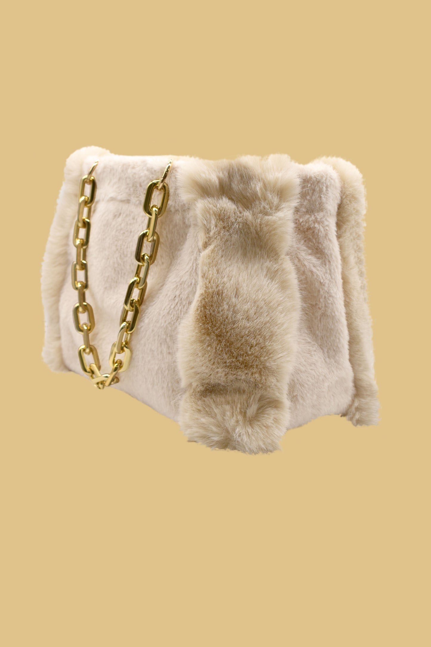 REBUTIA 金色链条皮草包
