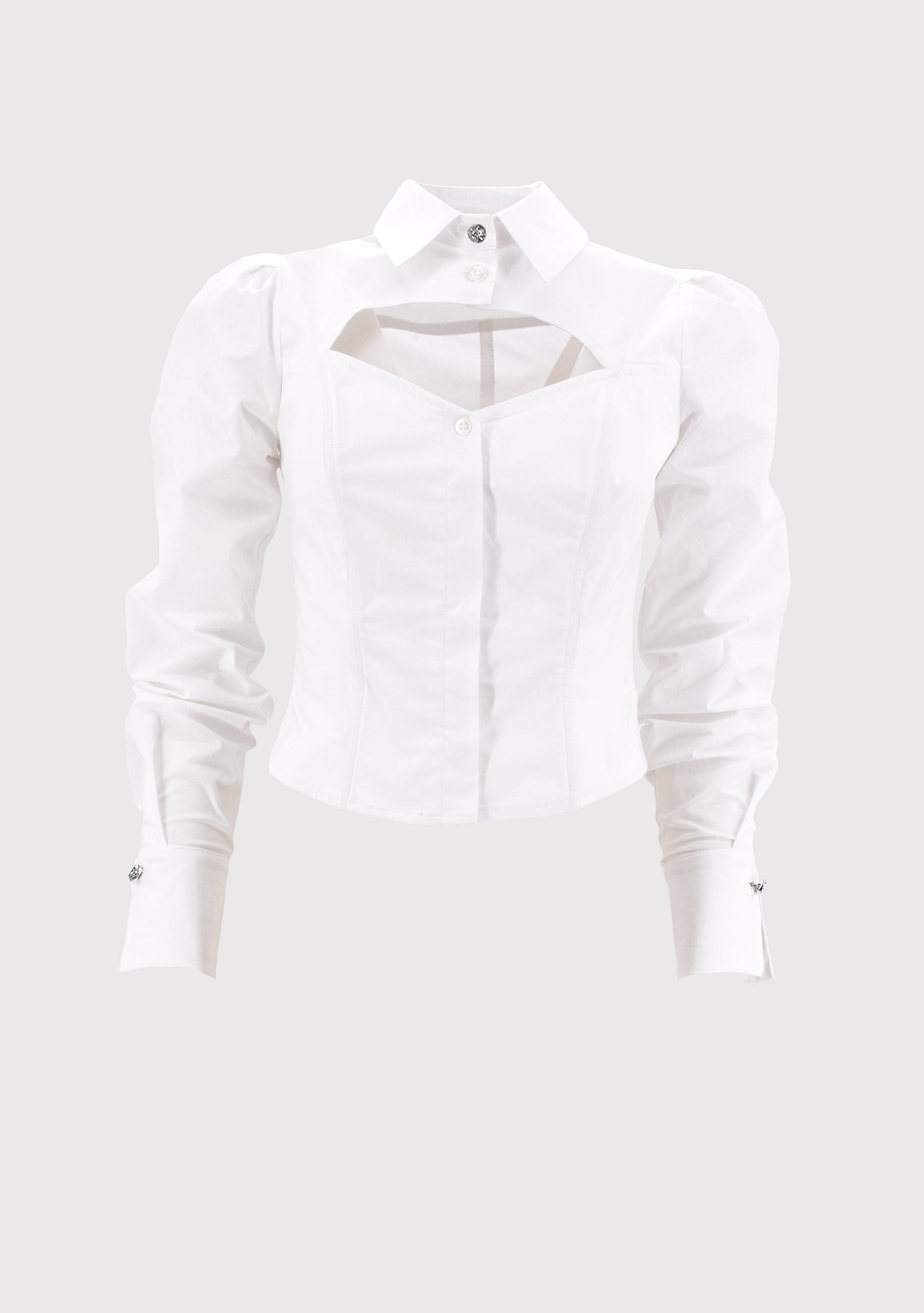 ZOSMAE 衬衫，胸前有开口和珠宝纽扣