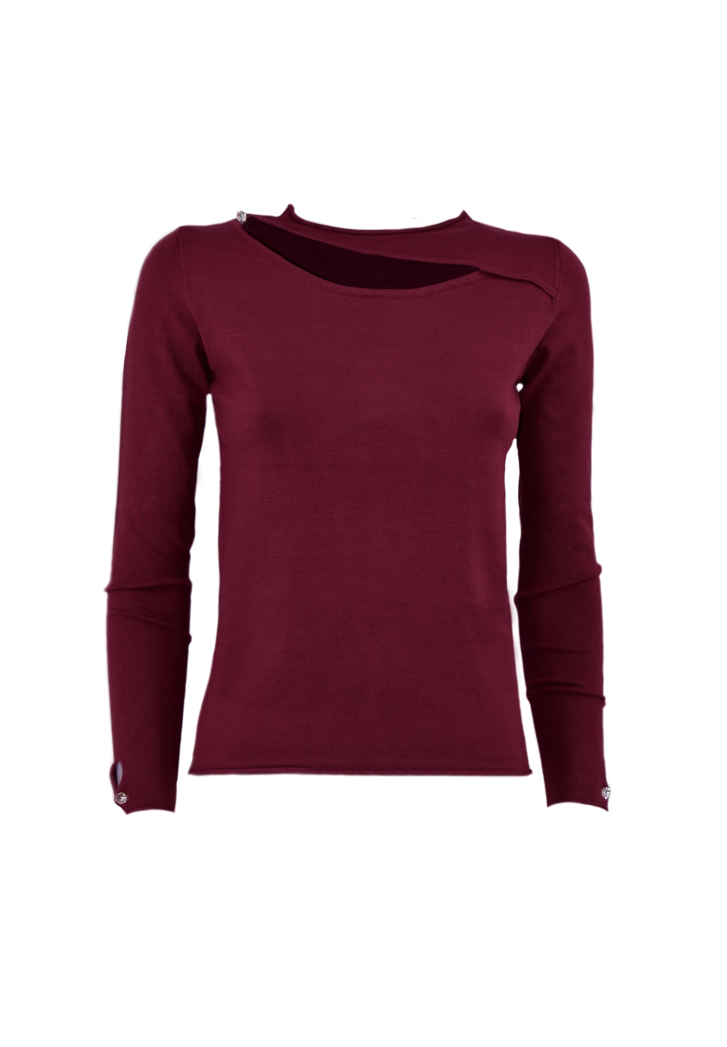 SIGAS 长袖毛衣，宝石纽扣领口带舷窗