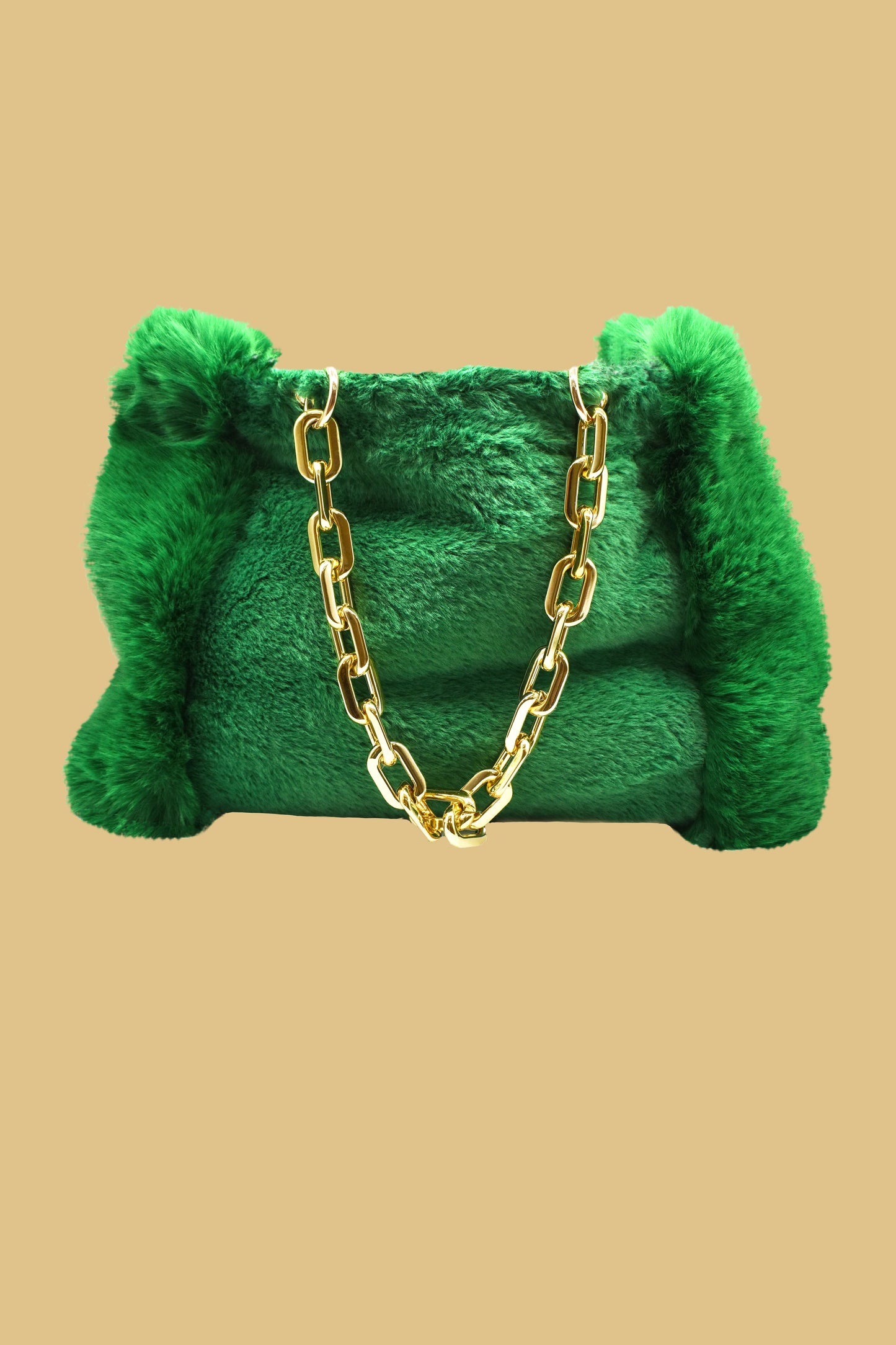 REBUTIA 金色链条皮草包