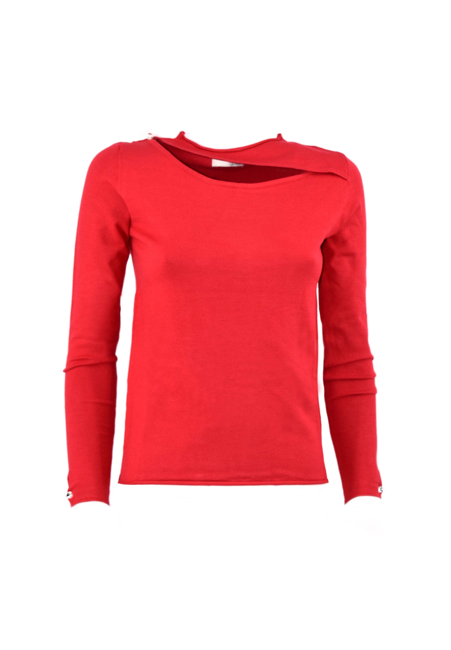 SIGAS 长袖毛衣，宝石纽扣领口带舷窗