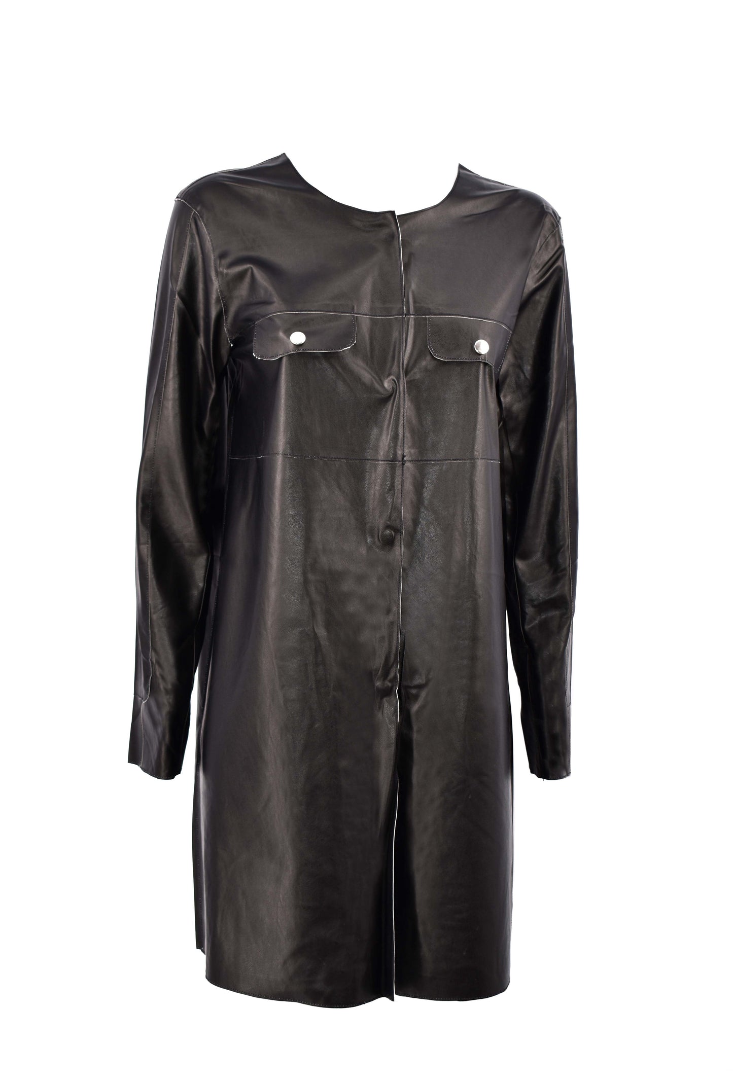 WELLSDEN ciappe 纽扣人造革夹克