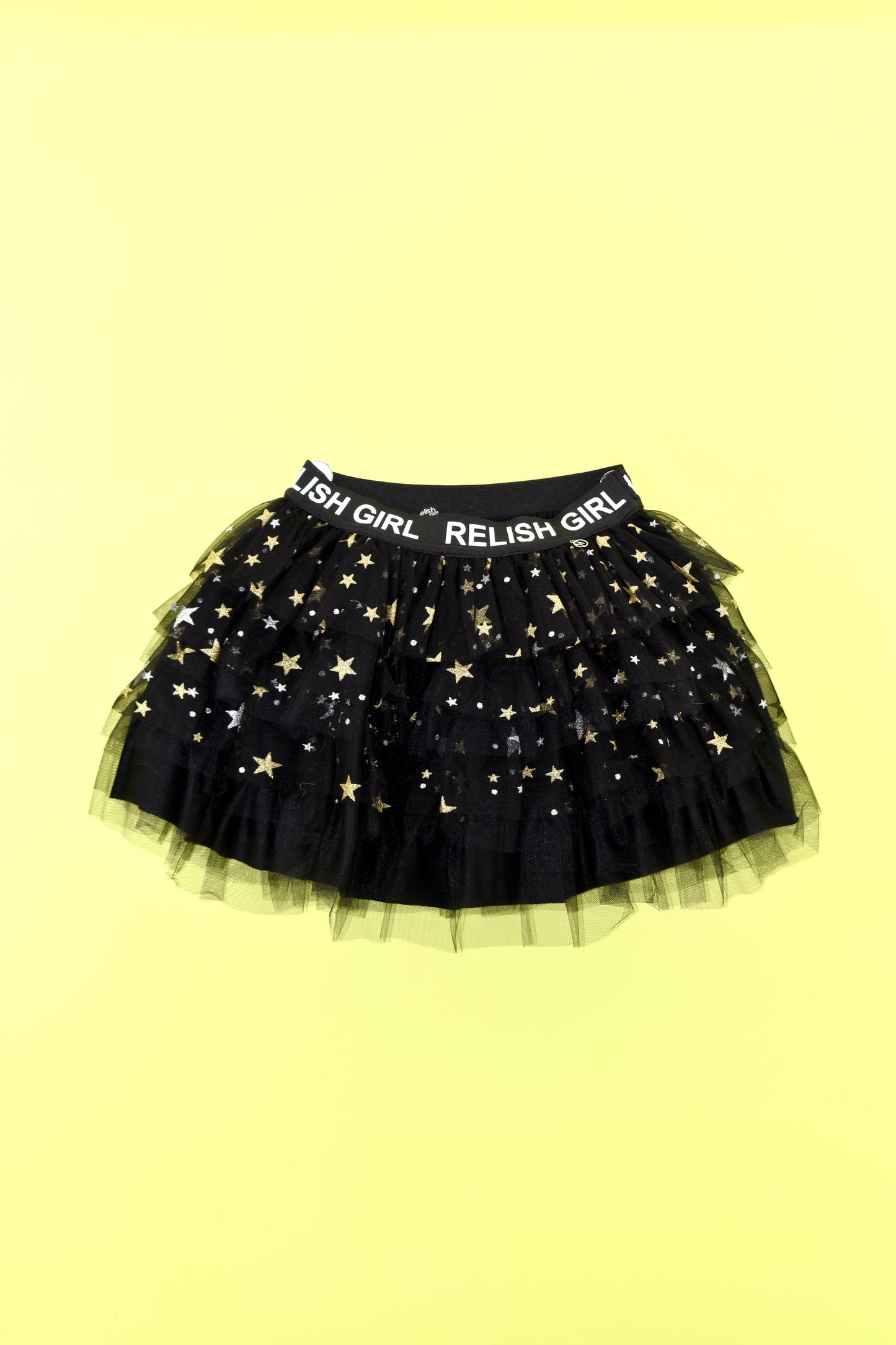 MARTE_STAR 星星薄纱荷叶边女孩短裙