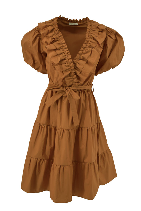 VIRONYK 短款半袖 V 领连衣裙