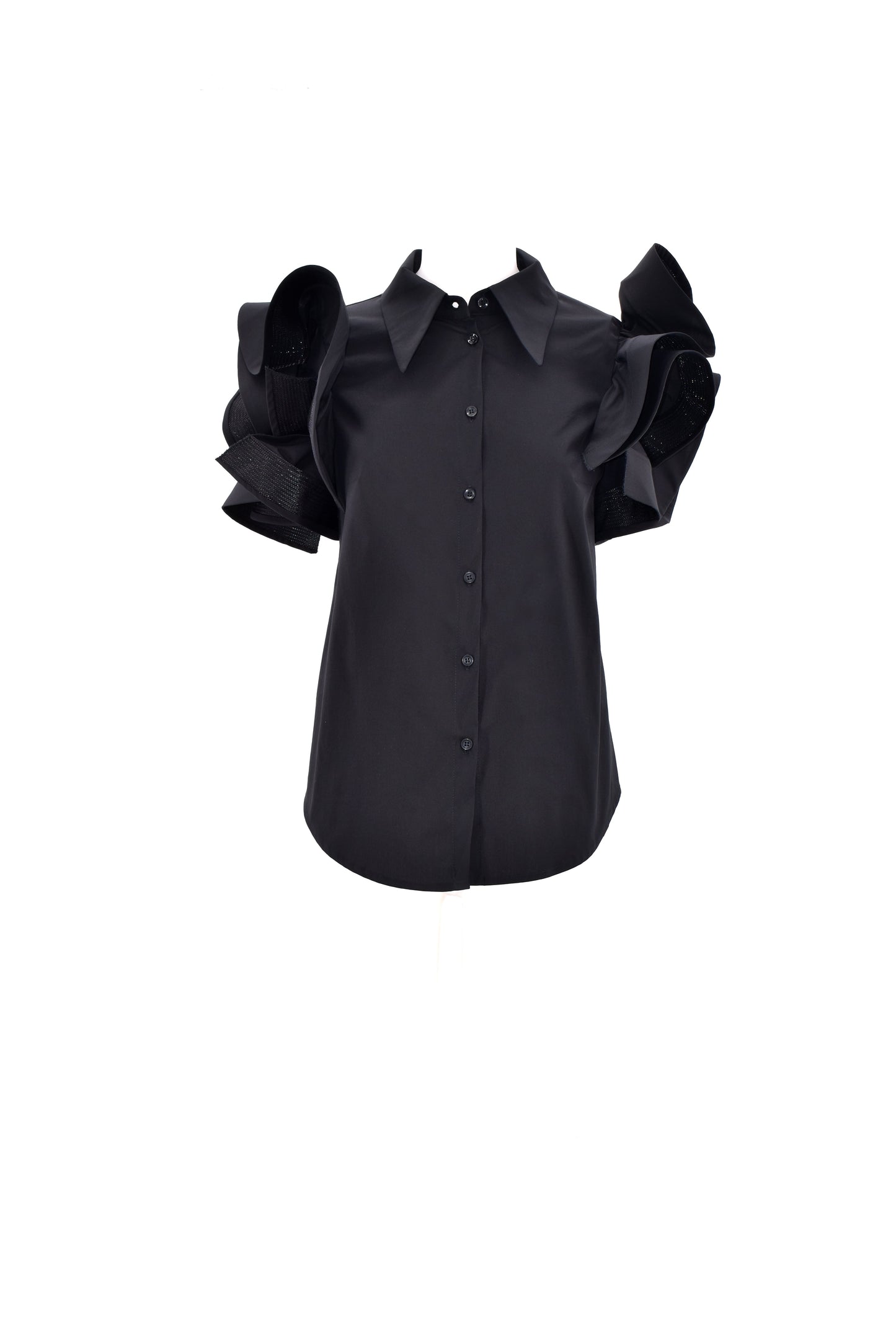 PUCHA 荷叶边府绸半袖衬衫