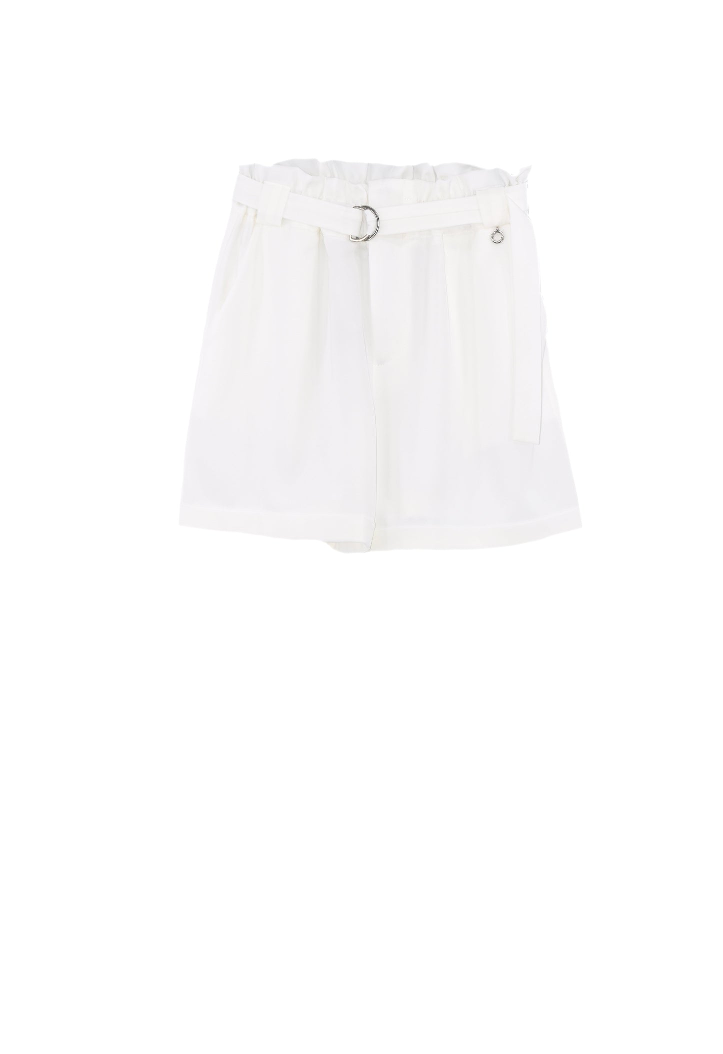 PUTHA 高腰腰带翻边纸袋短裤