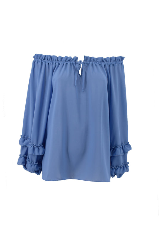 SWISH 荷叶边抽绳长袖船领衬衫