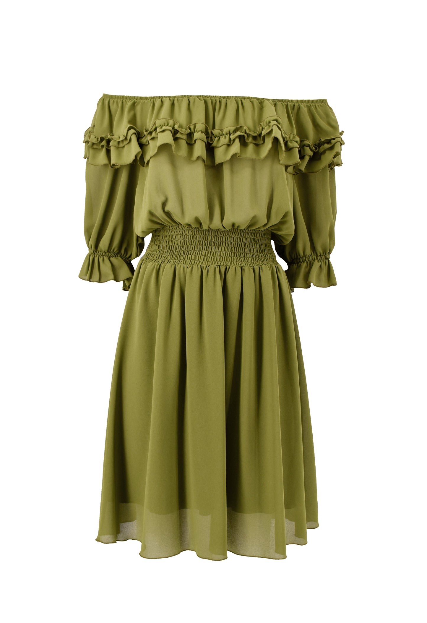 MEKELS 短款半袖连衣裙，卷边更多荷叶边更显气质