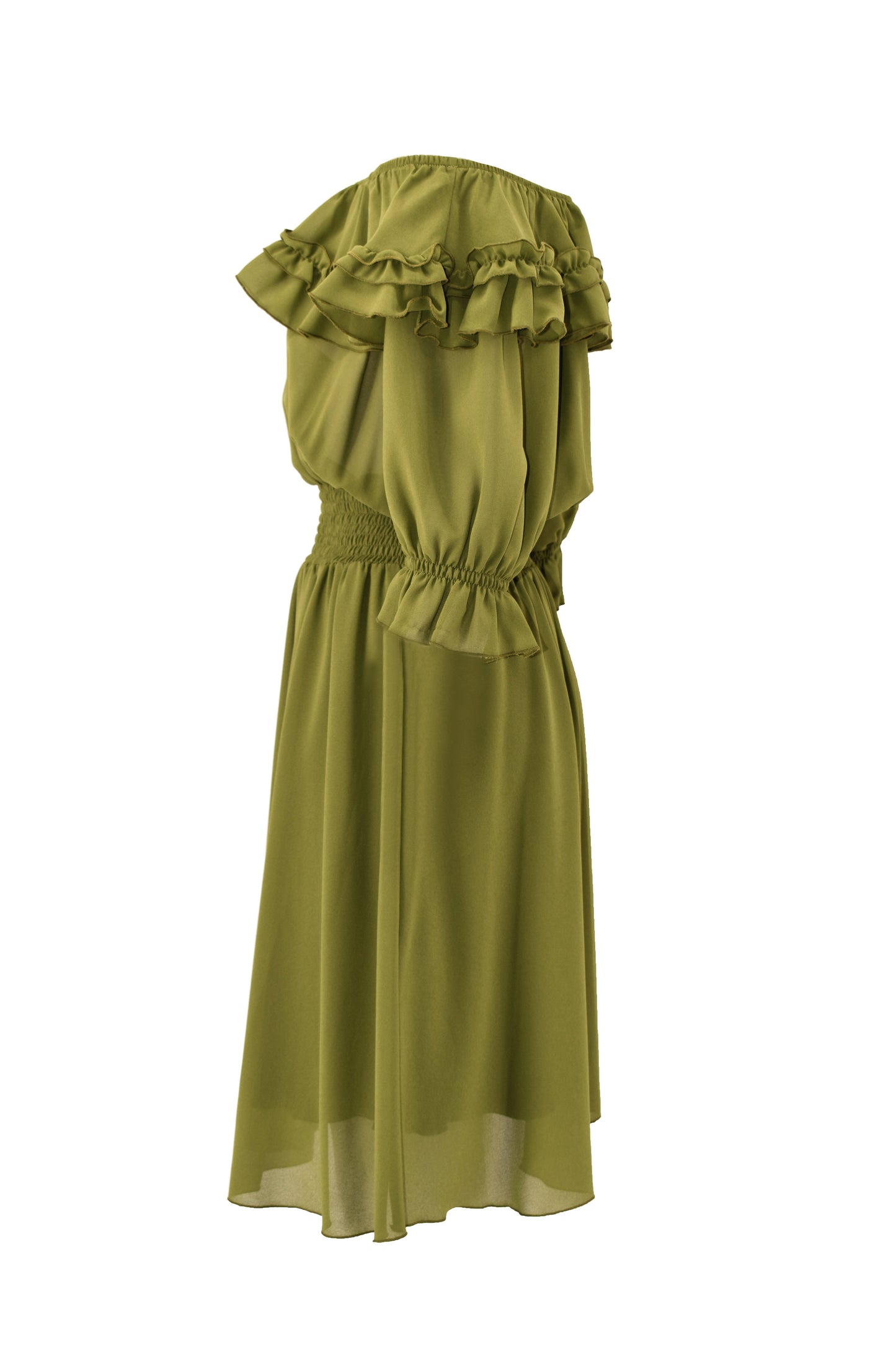 MEKELS 短款半袖连衣裙，卷边更多荷叶边更显气质