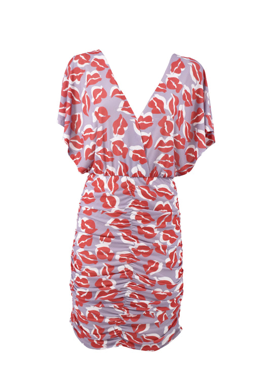 XOXO 荷叶边亲吻短款半袖连衣裙 梦幻卷发