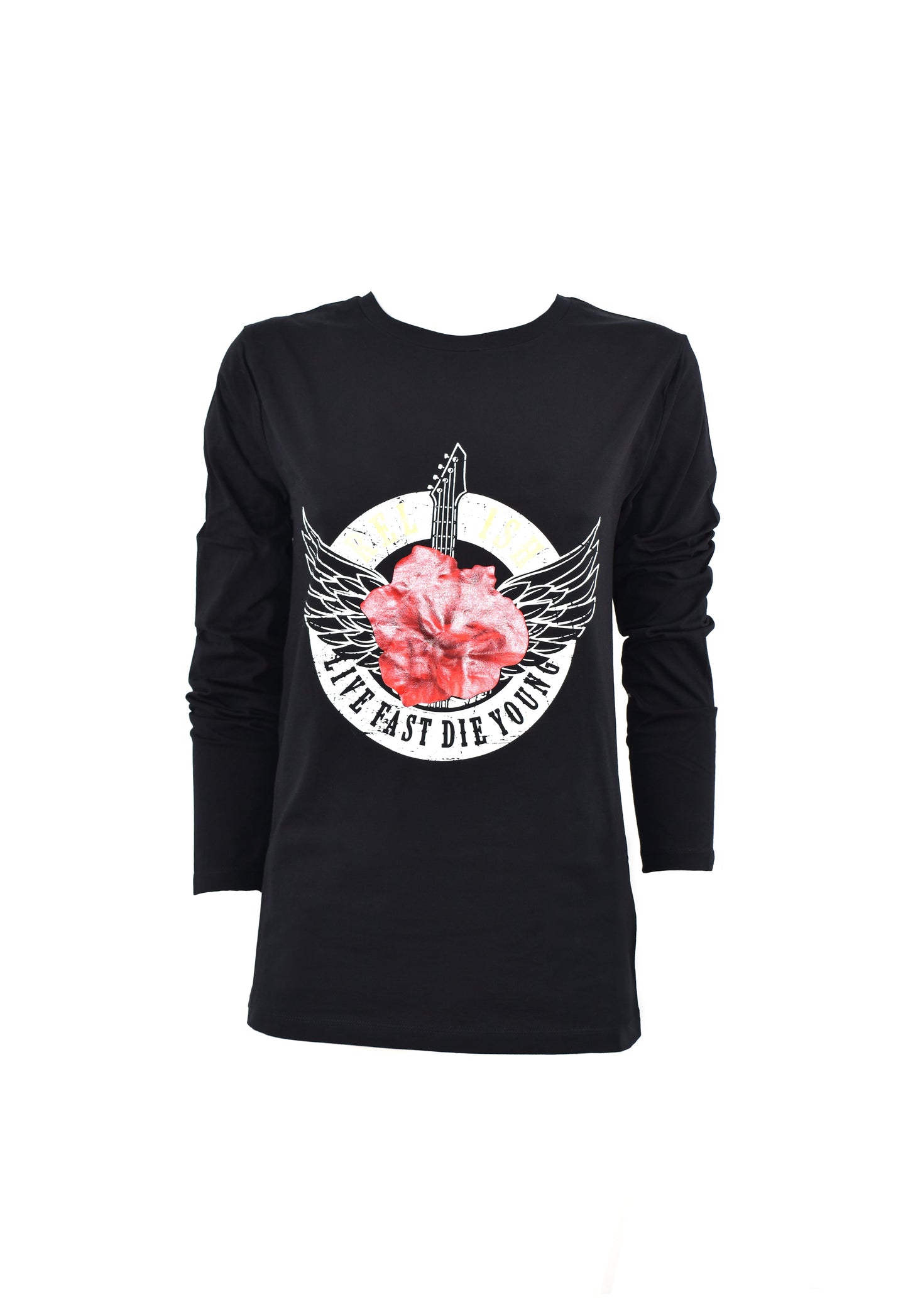 SERMIUTA_A 粉色翅膀印花长袖T恤